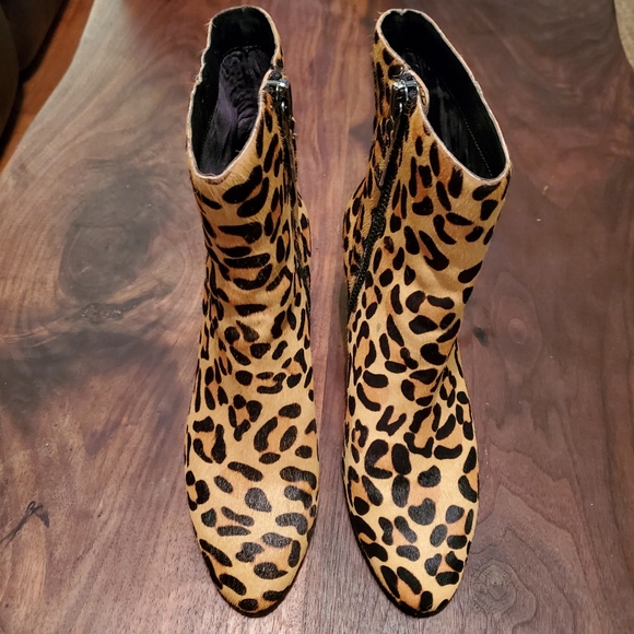 Calf Hair Leopard Print Boots - Picture 2 of 4